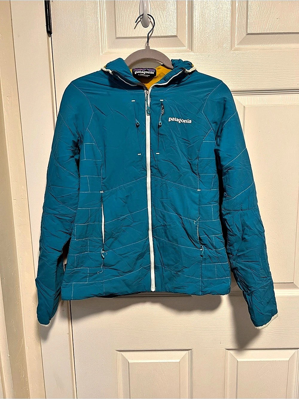 Patagonia Blue Puff Hooded Puffer Jacket
